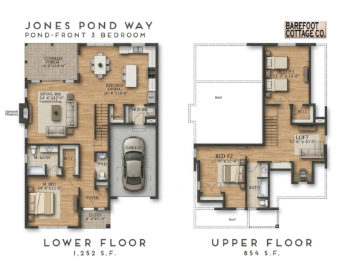 Three Bedroom Pond-front Floor Plan Jones Pond Way