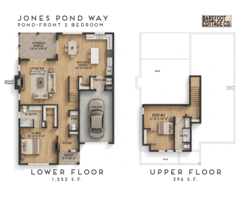 Two Bedroom Pond-front Floor Plan Jones Pond Way